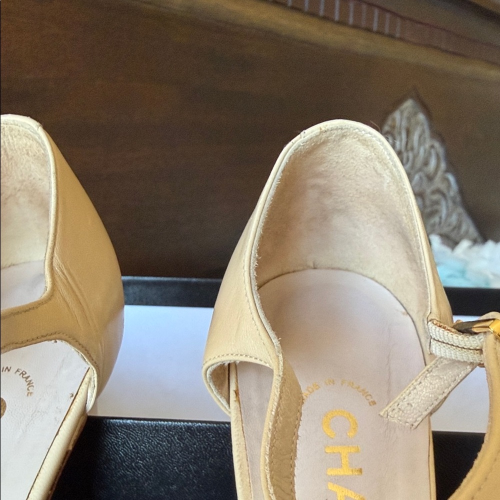 CHANEL slingback classic vintage beige and brown Patterned Women's Heels - Picture 7 of 16